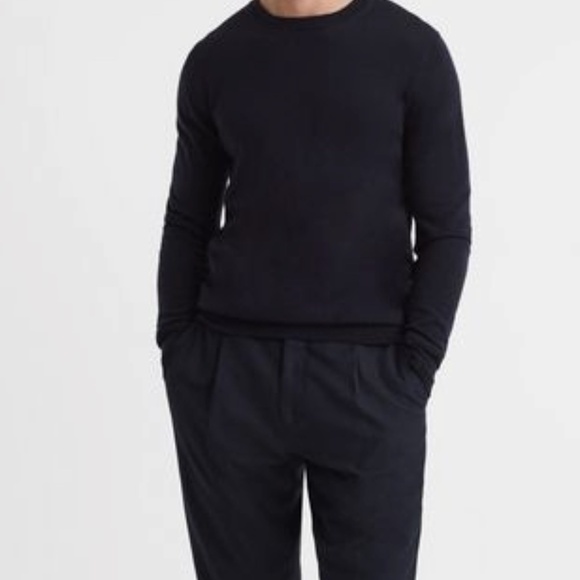 NWT Reiss Navy Blue Merino Wool Wessex Crewneck Sweater - Picture 9 of 9